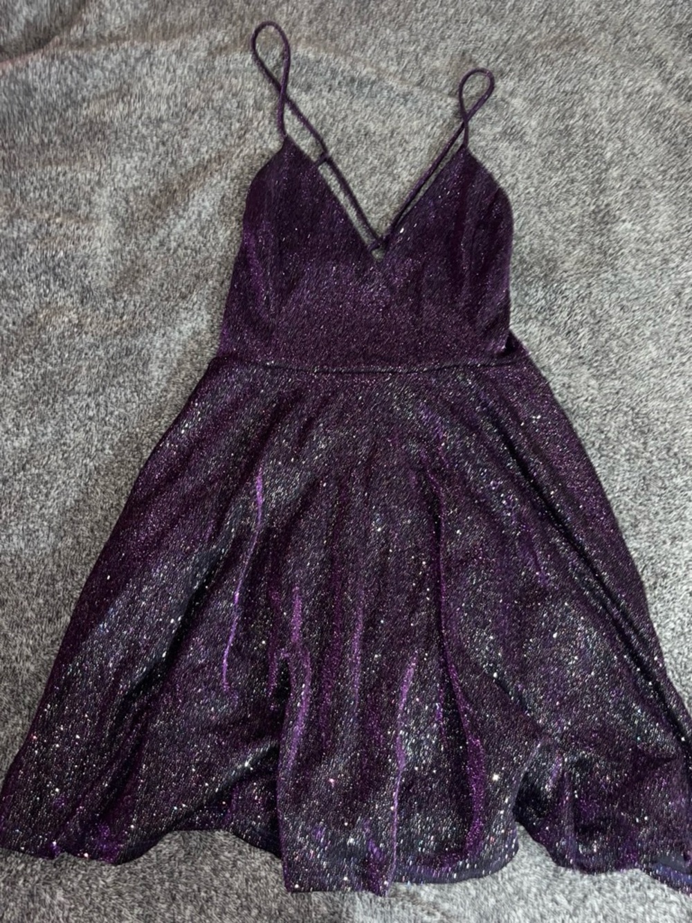 Windsor Shimmery Purple Spaghetti-Strap A-Line Dress